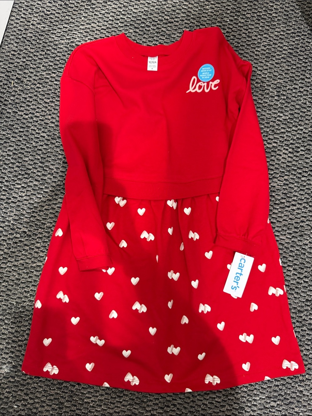 Carter's Red Dress with White Heart Skirt